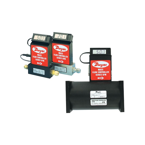 Gas mass flow meter, range 0-500 LPM, 1/2in compression fitting